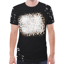 Load image into Gallery viewer, Black Leopard Bleach Square on Front New All Over Print T-shirt for Men (Model T45)