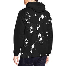 Load image into Gallery viewer, Black Hoodie Bleach Front, Splatter Back All Over Print Hoodie Unisex