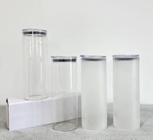 Load image into Gallery viewer, Glass Tumbler 25 oz. Frosted or Clear with Lid and Straw