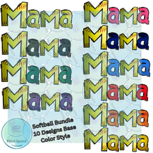 Load image into Gallery viewer, Softball Mama Full Collection Bundle Designs (Light, Dark, Glitter Color Designs PNG Transparent Downloads)- Mock-up Included