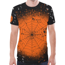 Load image into Gallery viewer, Black Orange Web New All Over Print T-shirt for Men (Model T45)