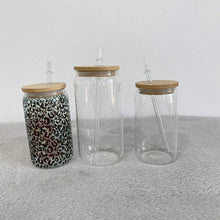 Load image into Gallery viewer, Blank Sublimation Glass with Bamboo Lid and Platic Straw