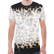 Load image into Gallery viewer, Black Leopard Bleach Front and Sleeves New All Over Print T-shirt for Men (Model T45)
