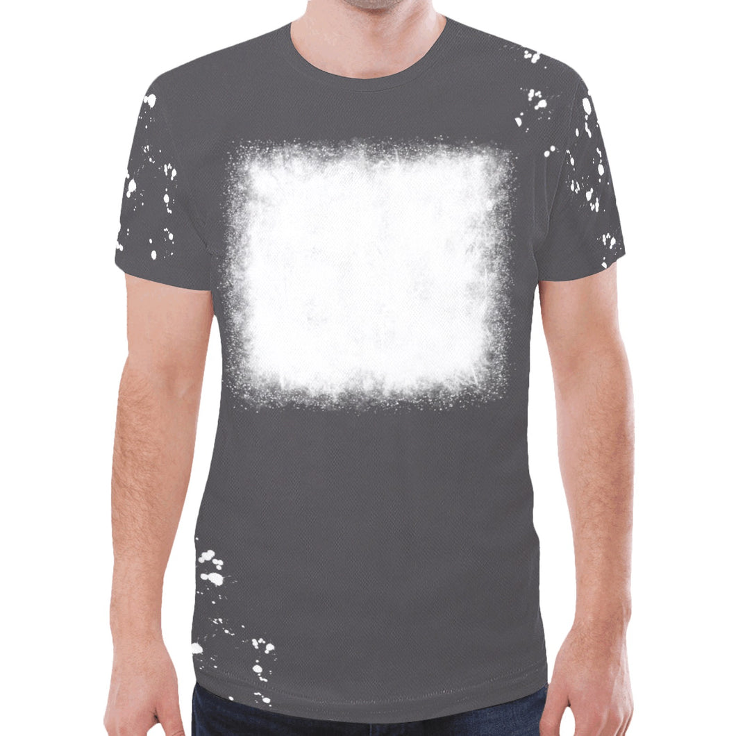 Dark Grey Square Bleach Front, Few  Spots on back New All Over Print T-shirt for Men (Model T45)