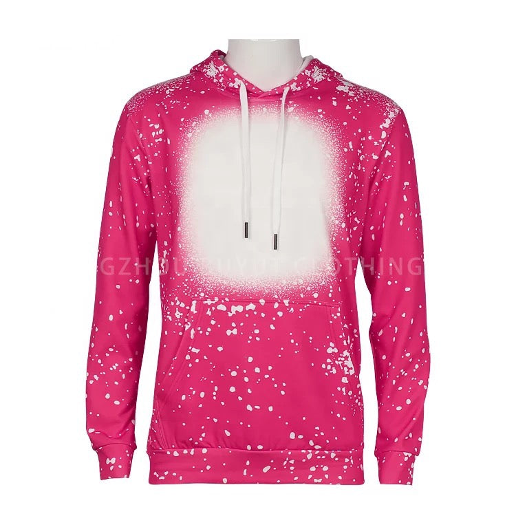 Pink Sublimation 100% Polyester Sweatshirt Cotton Feel Sublimation Rose  Pink Ombre Hoodie Ready to Ship Send Faux Bleach RTS Team Color NEW 